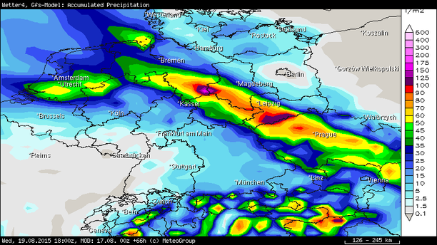 Regensumme bis Mittwoch, 19.08.2015