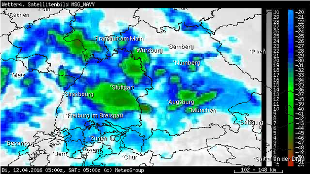 Infrarot-Satellitenbild Gewitter 12.04.16