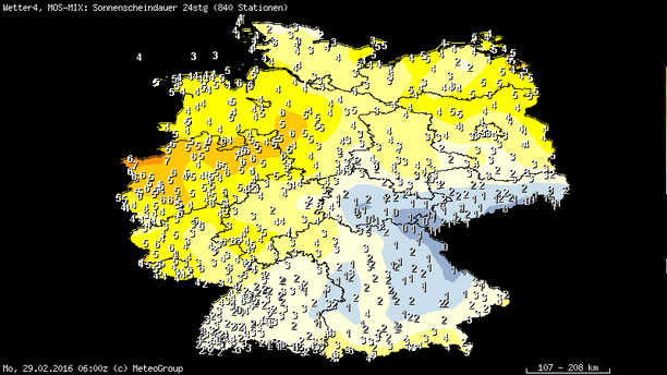 Prognose Sonnenstunden Sonntag