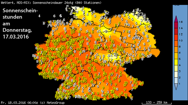 Prognose Sonnenscheinstunden 17.03.16