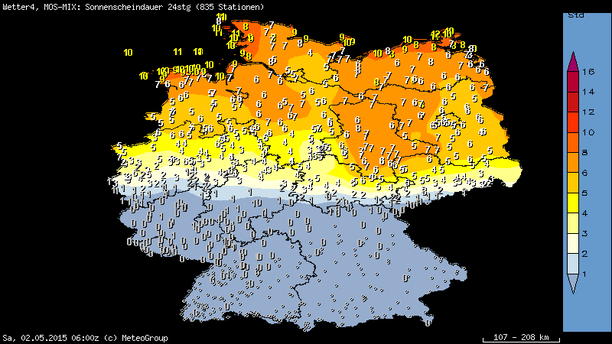 Sonnenscheindauer in Stunden am 01.05.15