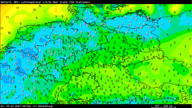 Temperatur 7.11.17, 7 Uhr MEZ