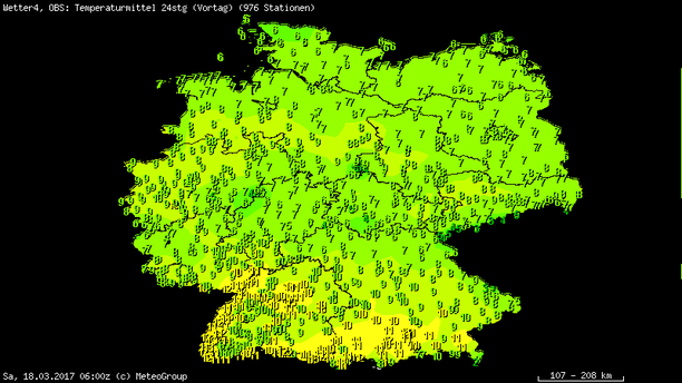 Tagesmitteltemperaturen Deutschland 17.03.17