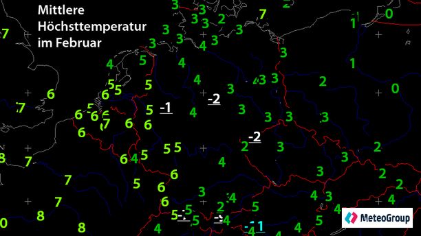 Mittlere Höchsttemperatur Februar