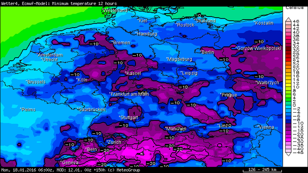 Tiefstwerte ECMWF Nacht zum 18.01.16