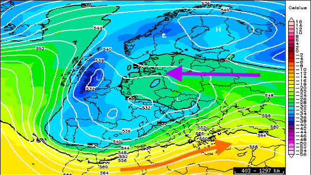 Prognose ECMWF Temperatur 500 hPa 24.01.15 12 UTC