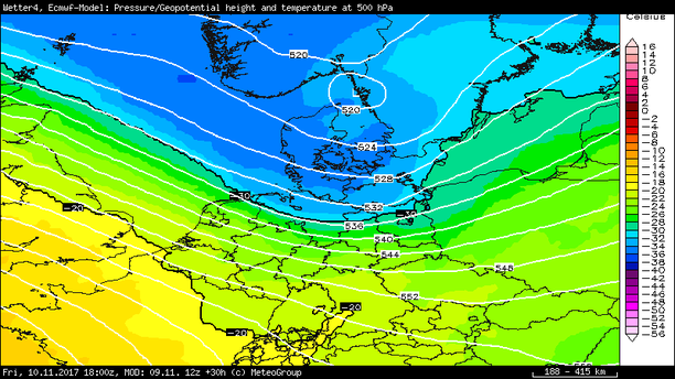 Temperatur 500 hPa Freitag, 10.11.17 18 UTC