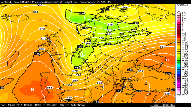 Temperatur 500 hPa 19.09.15 12 UTC