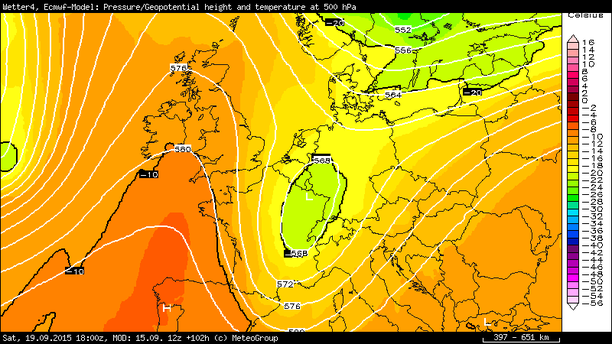 Temperatur 500 hPa 19.09.15 12 UTC