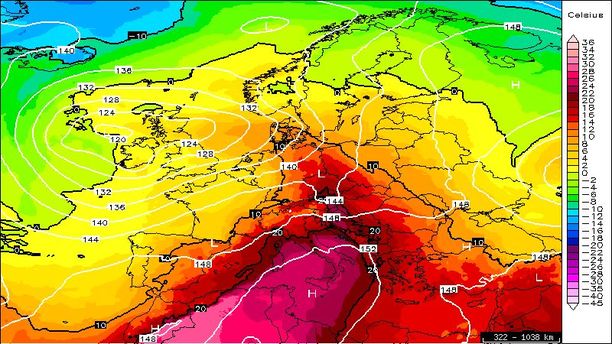 Temperatur 850 hPa Dienstag 18 UTC