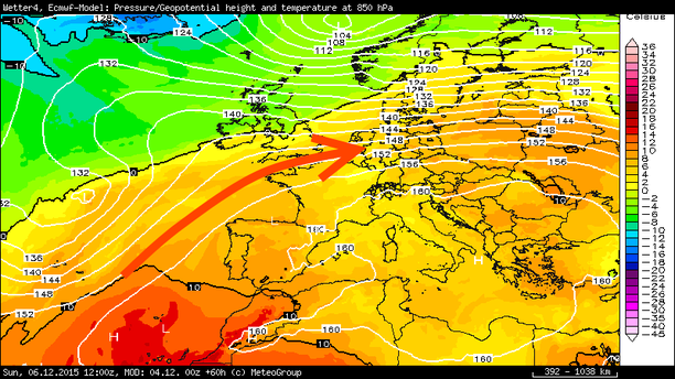 Temperatur 850 hPa 06.12.15