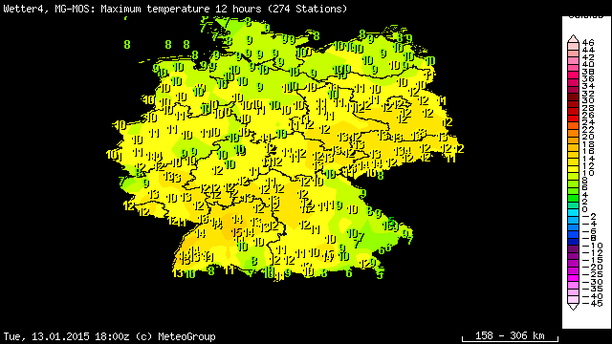Höchsttemperaturen 13.01.15
