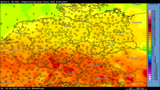 Höchsttemperaturen Deutschland 16.04.15