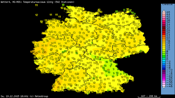 Höchsttemperaturen 19.12.15