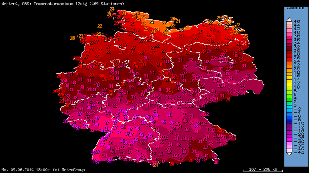 Höchsttemperaturen 09.06.2014