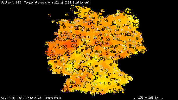 Höchsttemperaturen 1.11.14