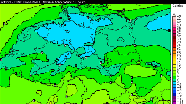 Höchsttemperatur ECMWF Dienstag 2.12.14