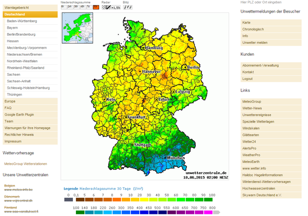 Regensumme letzte 30 Tage