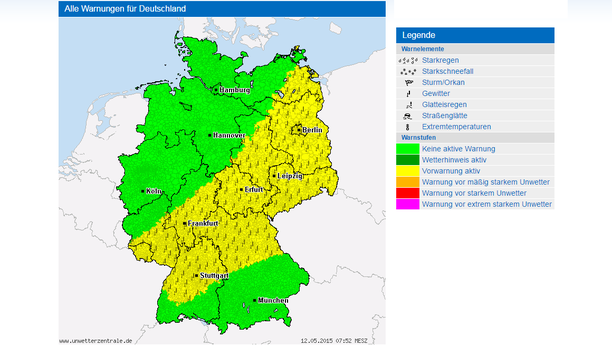 Unwetter-Warnkarte