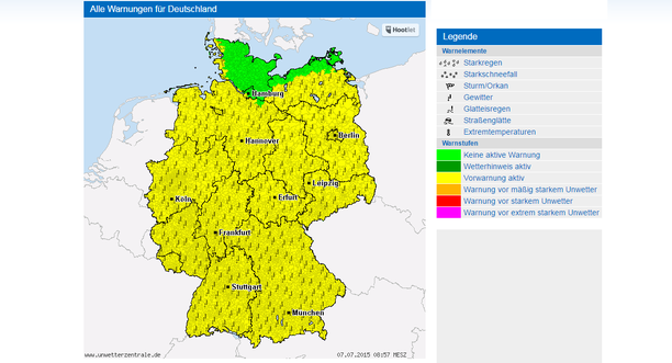 Warnkarte Unwetterzentrale