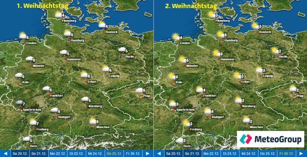 Wetter zu Weihnachten 2014 - Karte