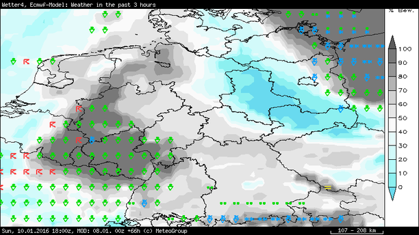 Wetterzustand Sonntagabend, 19 Uhr