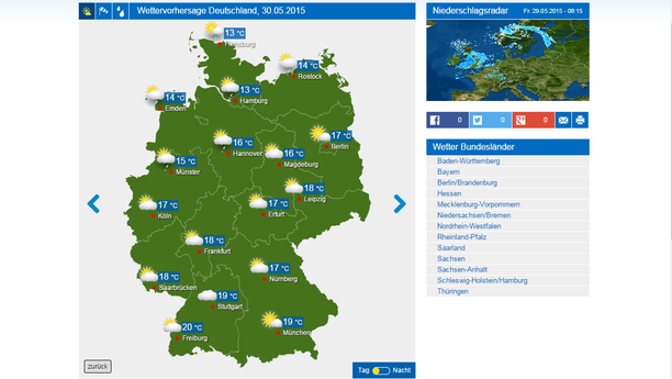 Wetterkarte Deutschland Samstag 30.05.15