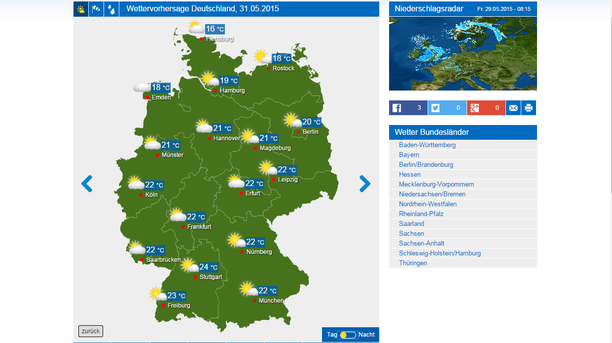Wetterkarte Deutschland Sonntag 31.05.15