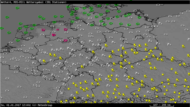 MOS-MIX: Wettersymbole 12 UTC