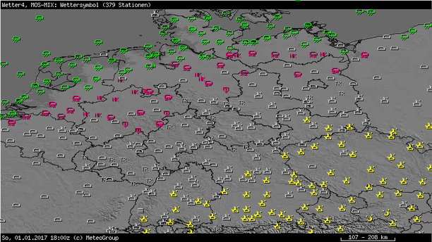 Wettersymbole Sonntag, 01.01.17, 19 Uhr MEZ